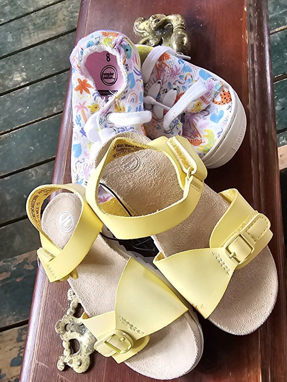 Girls' Yellow Adjustable Buckle Sandals - Also A Pair Of Slip On Shoes